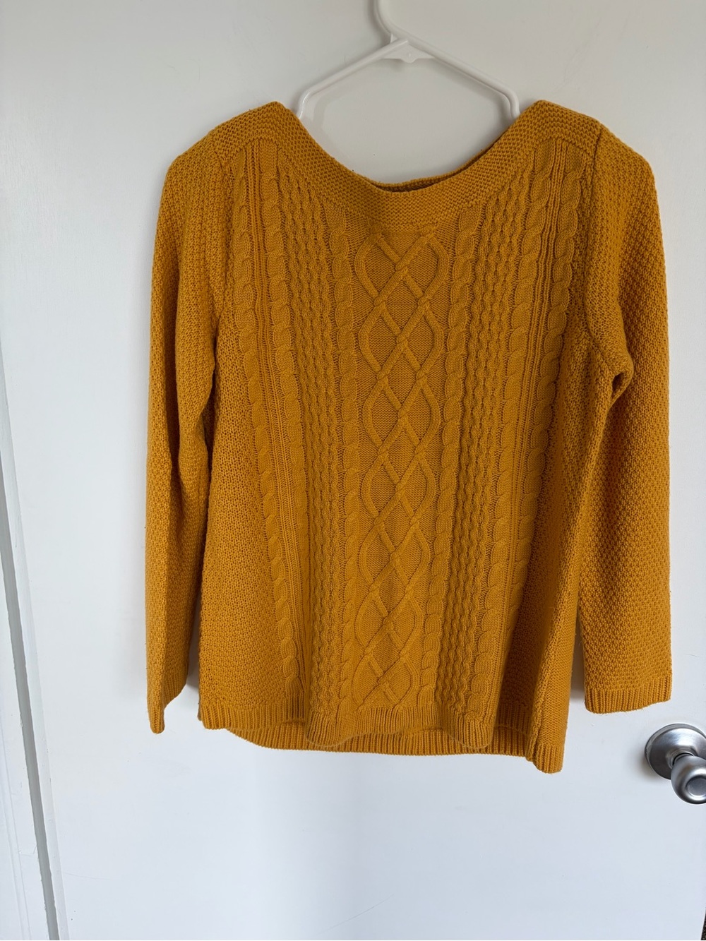 croft & barrow Mustard Cable Knit Scoop Neck Sweater